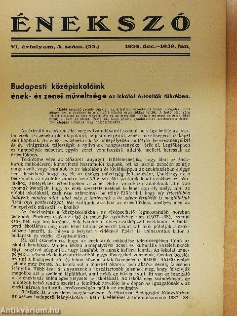 Énekszó 1938. december - 1939. január