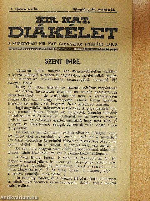 Kir. Kat. Diákélet 1941. november