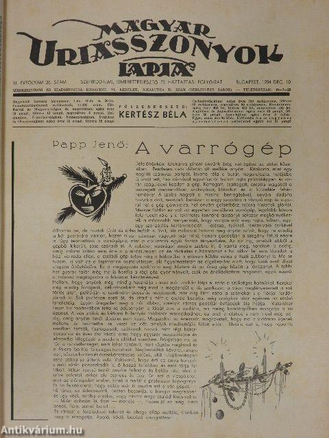 Magyar Uriasszonyok Lapja 1934. december 10.