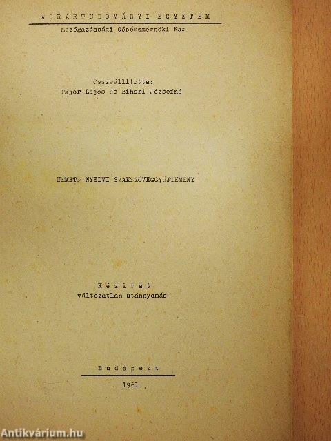 Német nyelvi szakszöveggyűjtemény