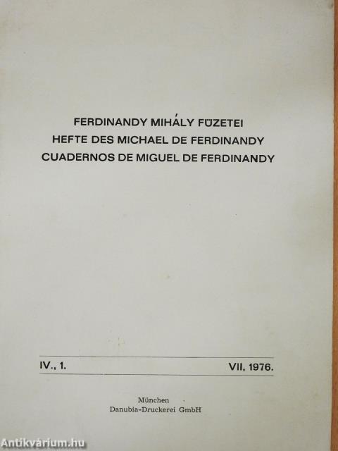 Ferdinandy Mihály füzetei IV/1. (dedikált példány)