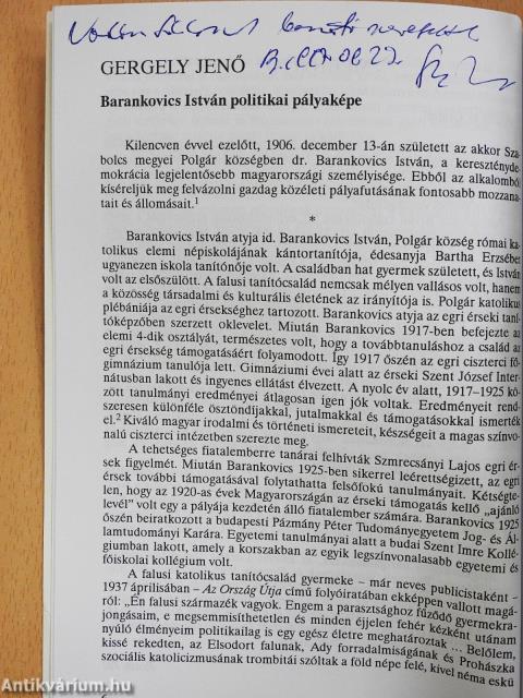 Barankovics István öröksége (dedikált példány)