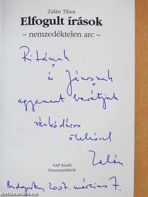 Elfogult írások (dedikált példány)