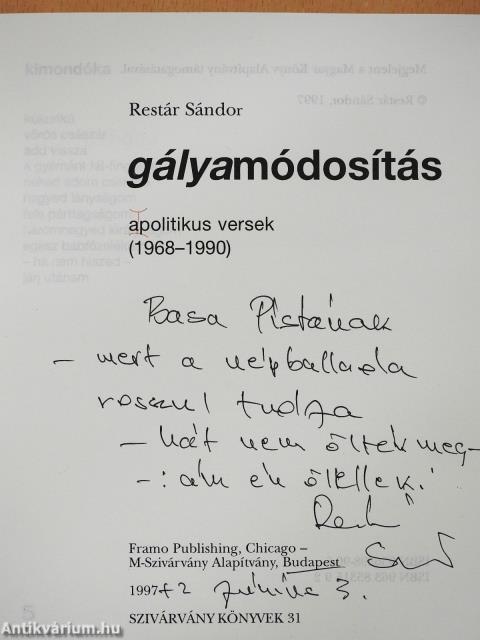 Gályamódosítás (dedikált példány)