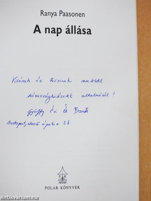 A nap állása (dedikált példány)