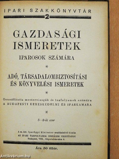 Gazdasági ismeretek iparosok számára