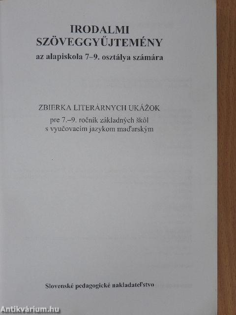Irodalmi szöveggyűjtemény az alapiskola 7-9. osztálya számára