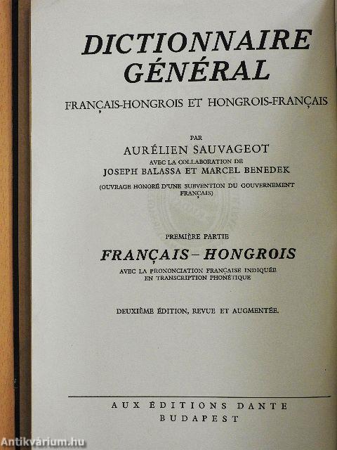 Francia-magyar és magyar-francia nagy kéziszótár I.