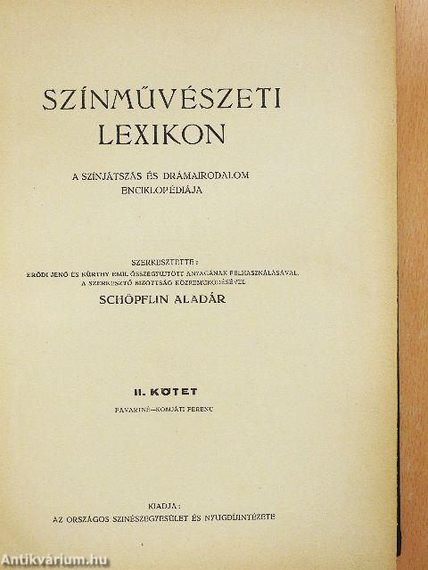 Színművészeti lexikon II. (töredék)