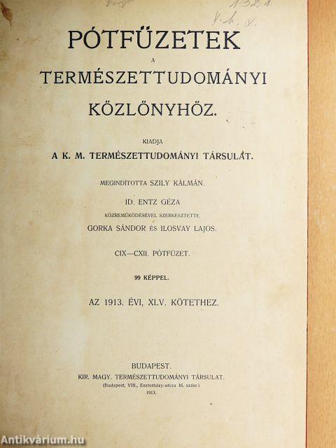 Pótfüzetek a Természettudományi Közlönyhöz 1913-1914/1-4.