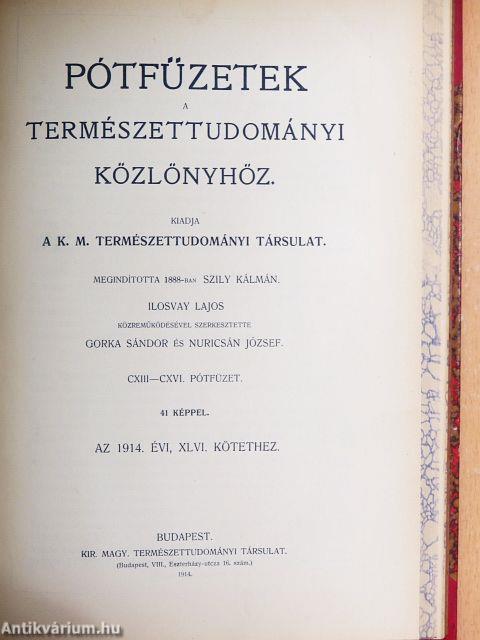 Pótfüzetek a Természettudományi Közlönyhöz 1913-1914/1-4.