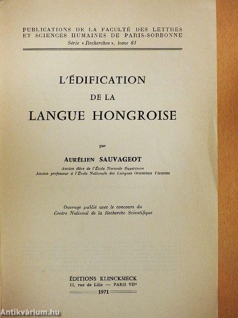 L'Édification de la Langue Hongroise