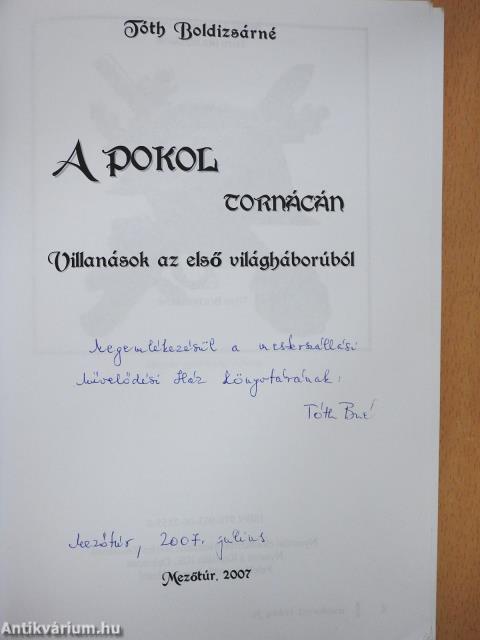 A pokol tornácán (dedikált példány)