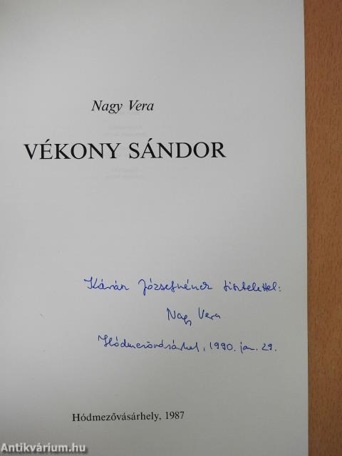 Vékony Sándor (dedikált példány)