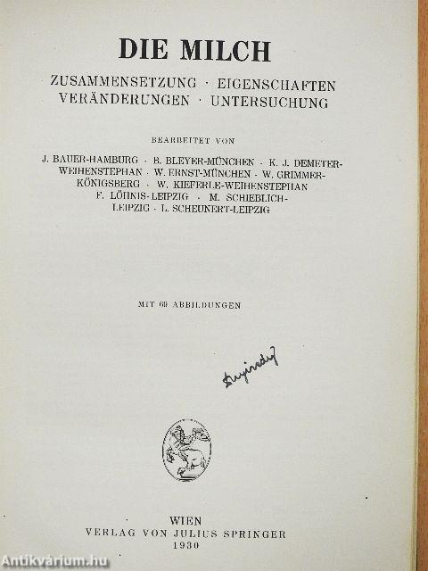 Handbuch der milchwirtschaft I/1-2.