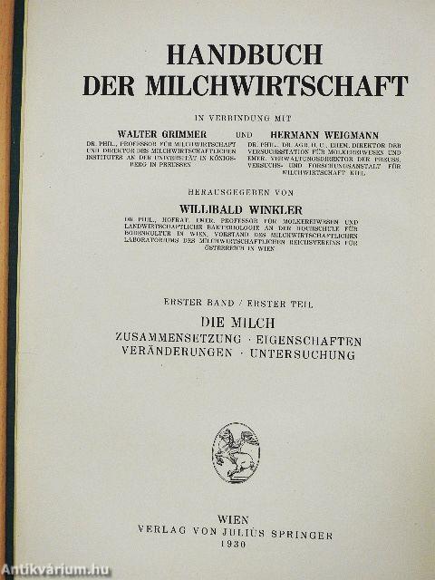 Handbuch der milchwirtschaft I/1-2.