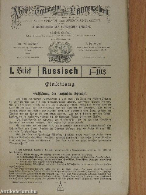 Original-Methode Toussaint-Langenscheidt - Russisch Kursus I-II.(gótbetűs)