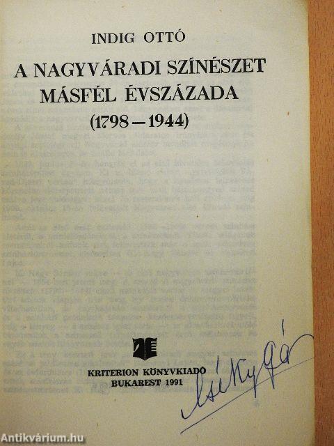 A nagyváradi színészet másfél évszázada