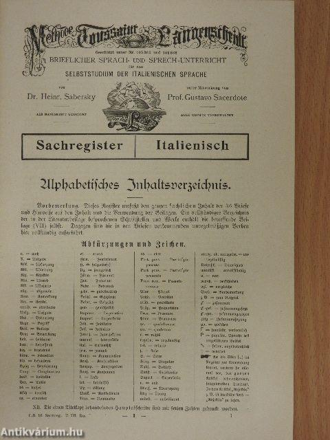 Original-Methode Toussaint-Langenscheidt - Italienisch Kursus I-II. (gótbetűs)