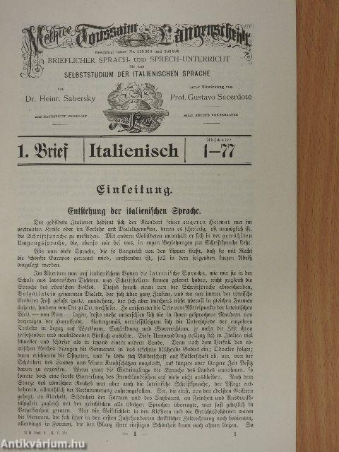 Original-Methode Toussaint-Langenscheidt - Italienisch Kursus I-II. (gótbetűs)