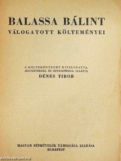 Balassa Bálint válogatott költeményei