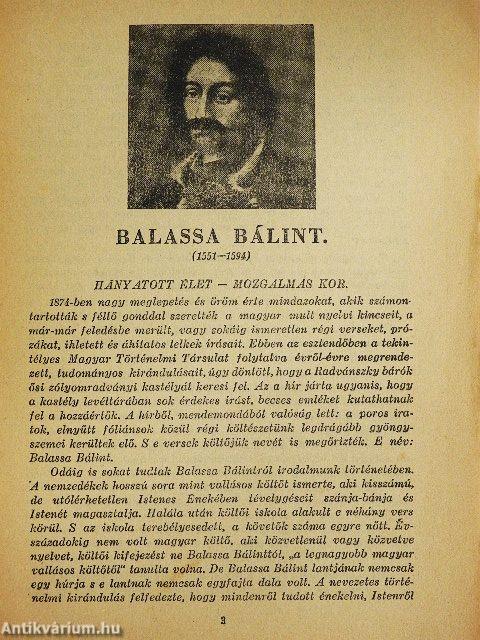 Balassa Bálint válogatott költeményei