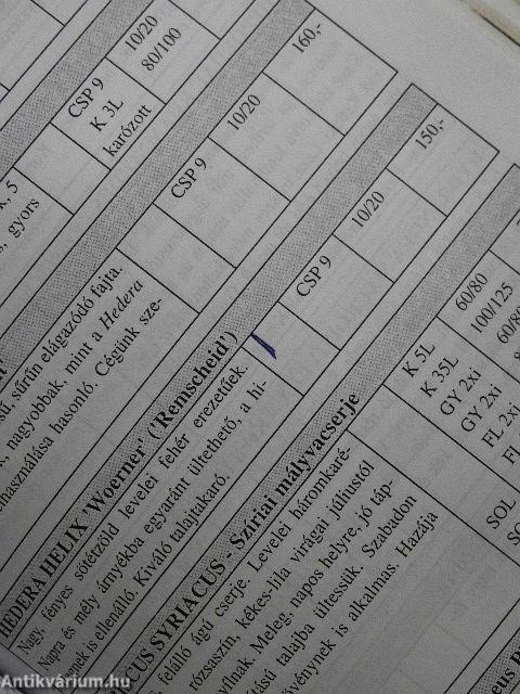 Prenor Kertészeti és Parképítő Kft. díszfaiskolai árjegyzék 2006. ősz-2007. tavasz