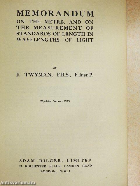 Memorandum on the metre, and on the measurement of standards of lenght in wavelengths of light