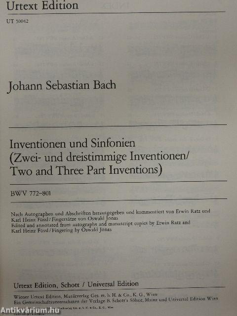 Inventionen und Sinfonien/Elemző tanulmányok Bach háromszólamú invencióihoz/Kétszólamú invenciók