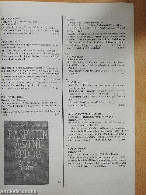 Abaúj Antikvárium és Régiségbolt XIII. Könyvárverése