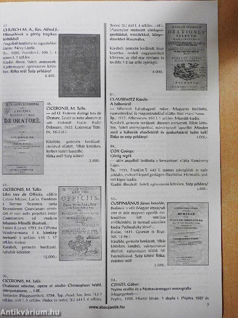 Abaúj Antikvárium és Aukciósház XVI. könyvárverése