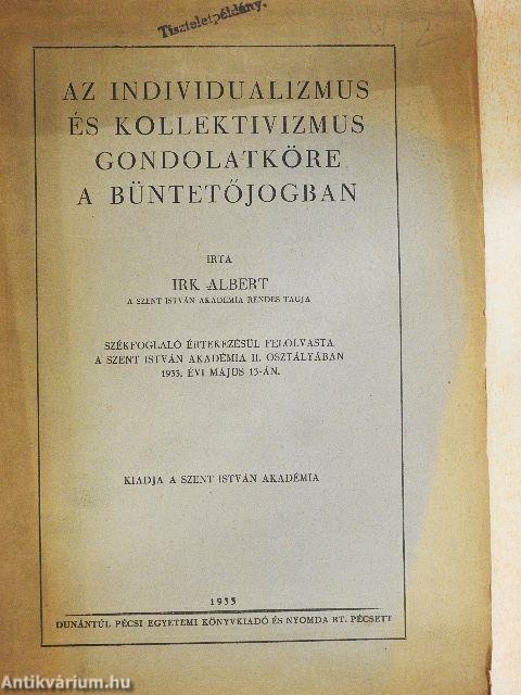 Az individualizmus és kollektivizmus gondolatköre a büntetőjogban
