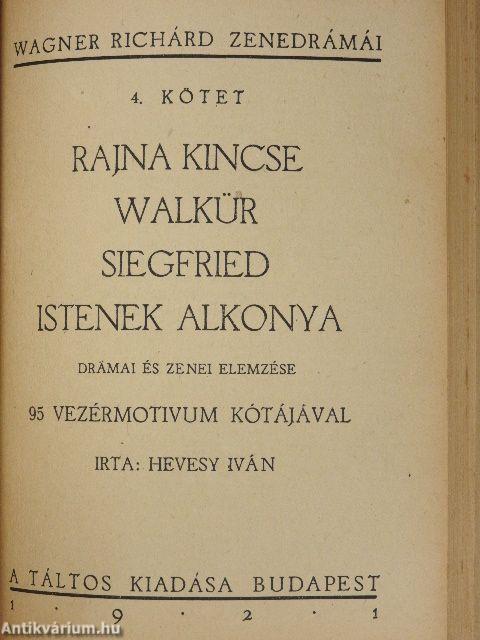 Wagner Richárd élete/A nibelung gyűrűje/Rajna kincse, Walkür, Siegfried, Istenek alkonya drámai és zenei elemzése/A nürnbergi mesterdalnokok drámai és zenei elemzése/Tristan és Isolde, Parsifal drámai és zenei elemése
