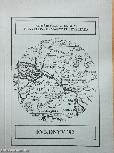 Komárom-Esztergom megyei önkormányzat levéltára évkönyv '92