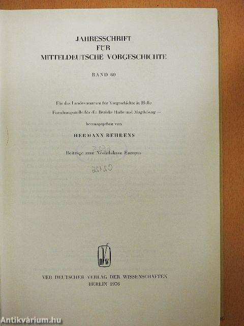 Jahresschrift für Mitteldeutsche Vorgeschichte Band 60