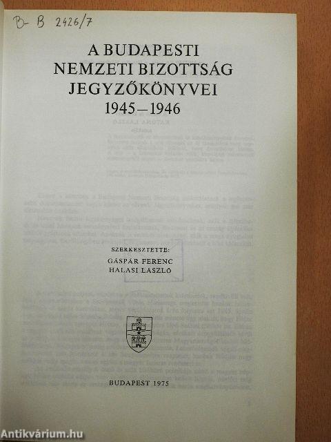 A Budapesti Nemzeti Bizottság jegyzőkönyvei