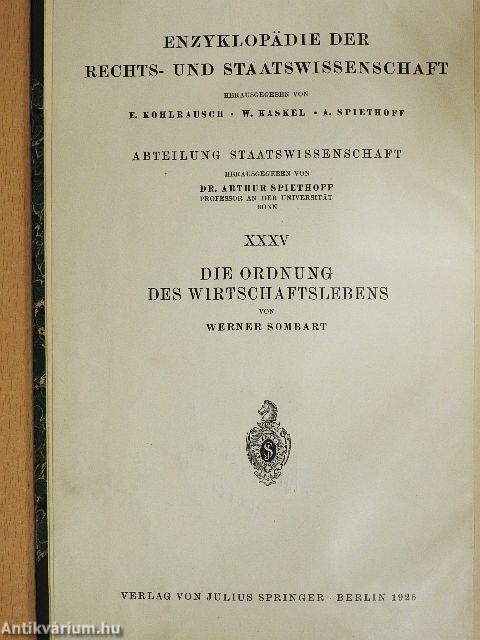Die Ordnung des Wirtschaftslebens