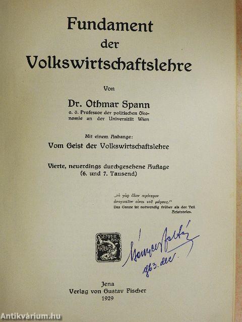 Fundament der Volkswirtschaftslehre