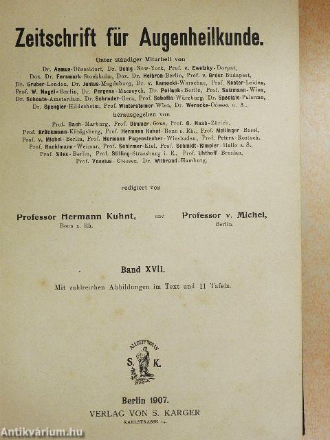 Zeitschrift für Augenheilkunde 1907/XVII.