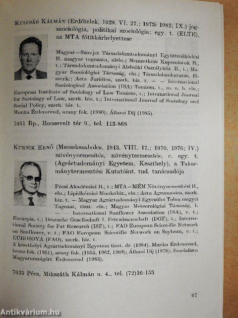 A Magyar Tudományos Akadémia Almanachja 1985