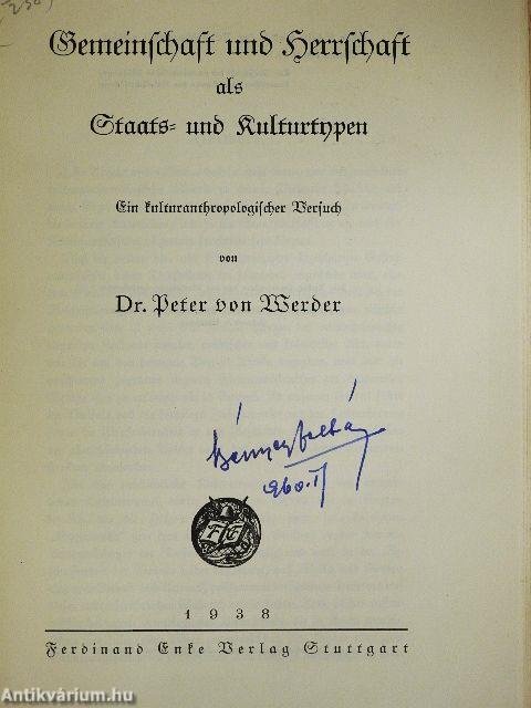 Gemeinschaft und Herrschaft als Staats- und Kulturtypen (gótbetűs)