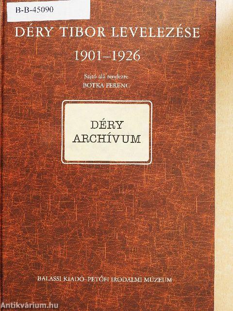 Déry Tibor levelezése I/A.