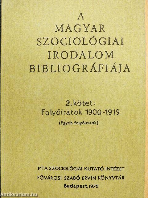 A magyar szociológiai irodalom bibliográfiája 2.