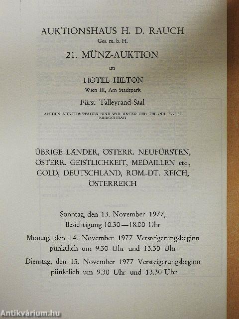 Auktionshaus H. D. Rauch Ges. m. b. H. 21. Münz-Auktion