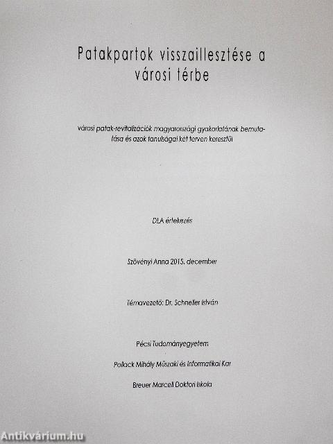 Patakpartok visszaillesztése a városi térbe