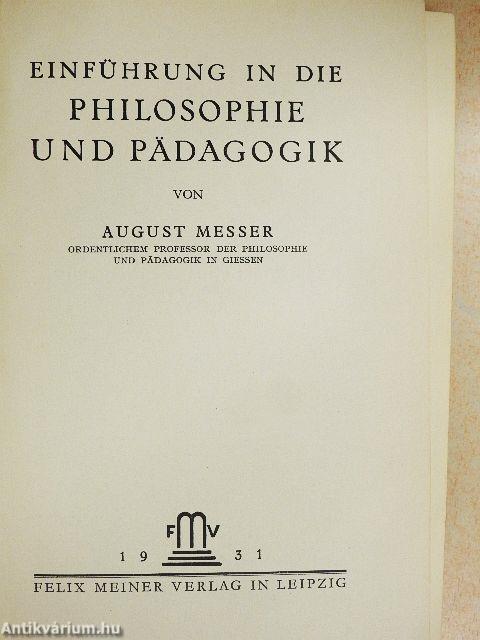 Einführung in die Philosophie und Pädagogik