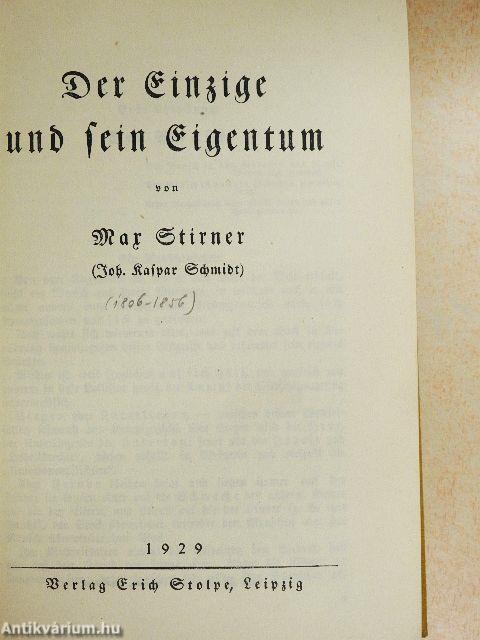 Der Einzige und sein Eigentum (gótbetűs)