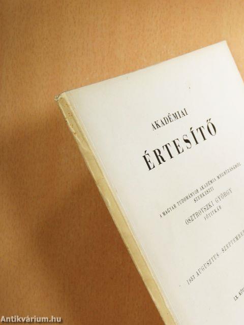 Akadémiai Értesítő 1953. január-május, augusztus-december (nem teljes évfolyam)