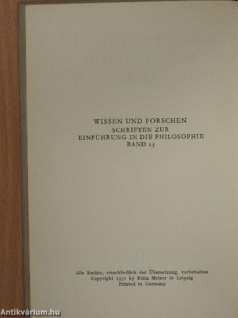 Einführung in die Philosophie und Pädagogik