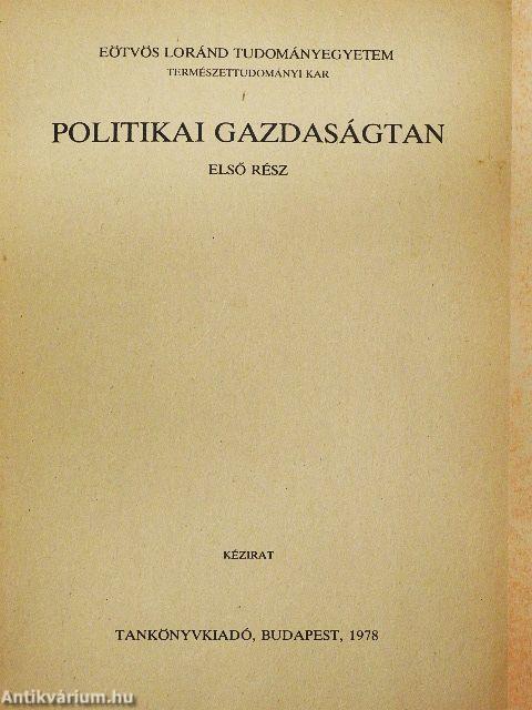 Politikai gazdaságtan I. 